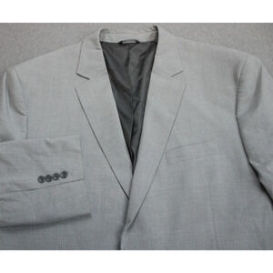 Oak Hill Blazer Mens Size 52L Gray Check 2 Button Notch Lapel Single-Breasted